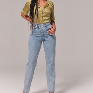 abercrombie ultra high rise 90 straight jeans, size 000 L